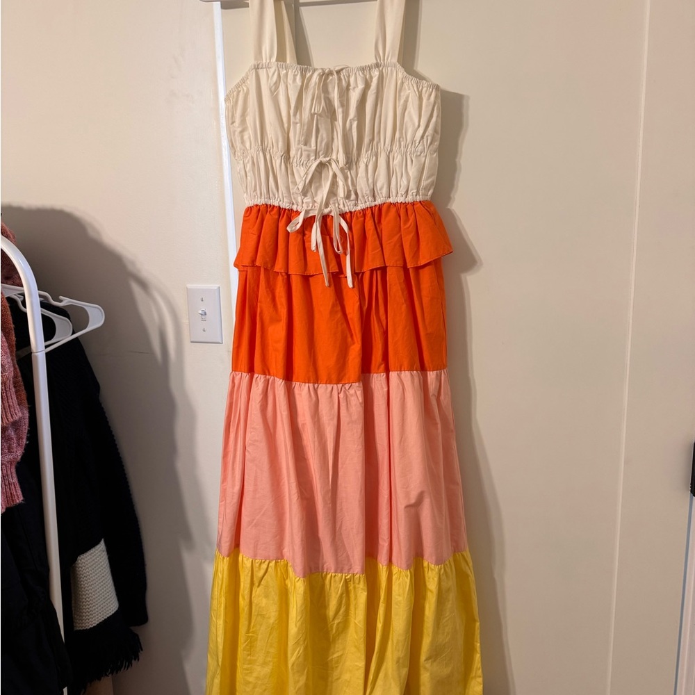English Factory Cream and Orange Dress